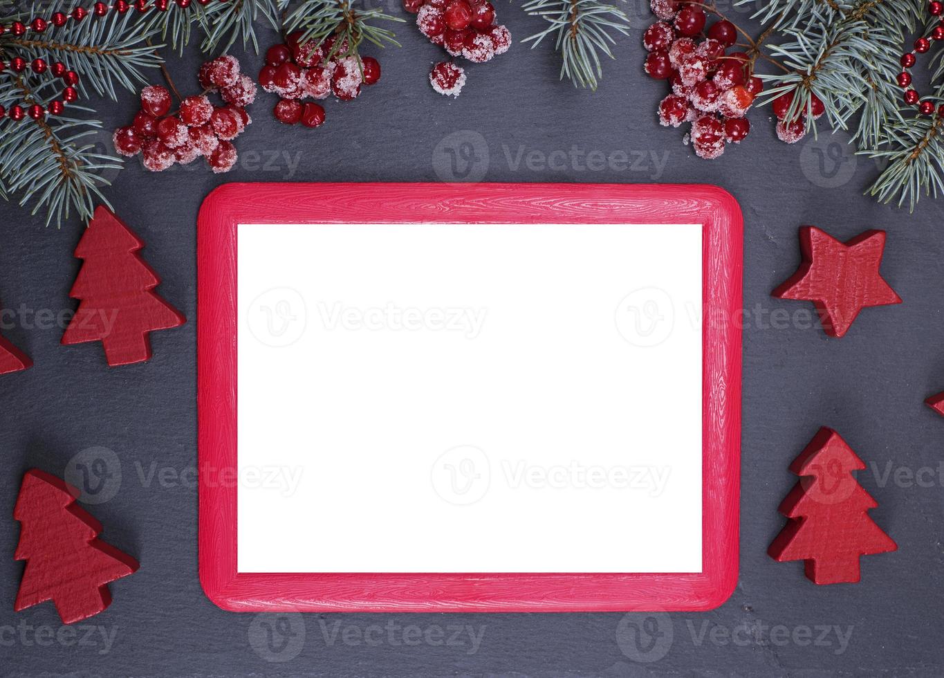 empty red frame on a black background photo