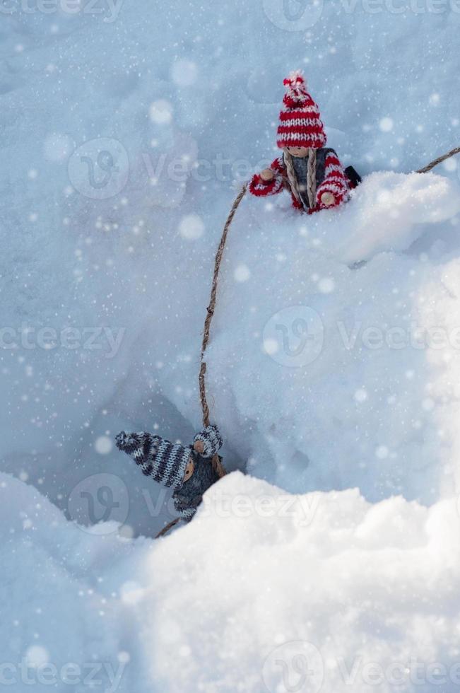 Little wooden doll pulls out of the abyss fallen doll photo