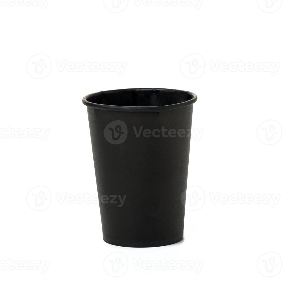 Empty black paper disposable cupon a white background, concept eco-friendly photo