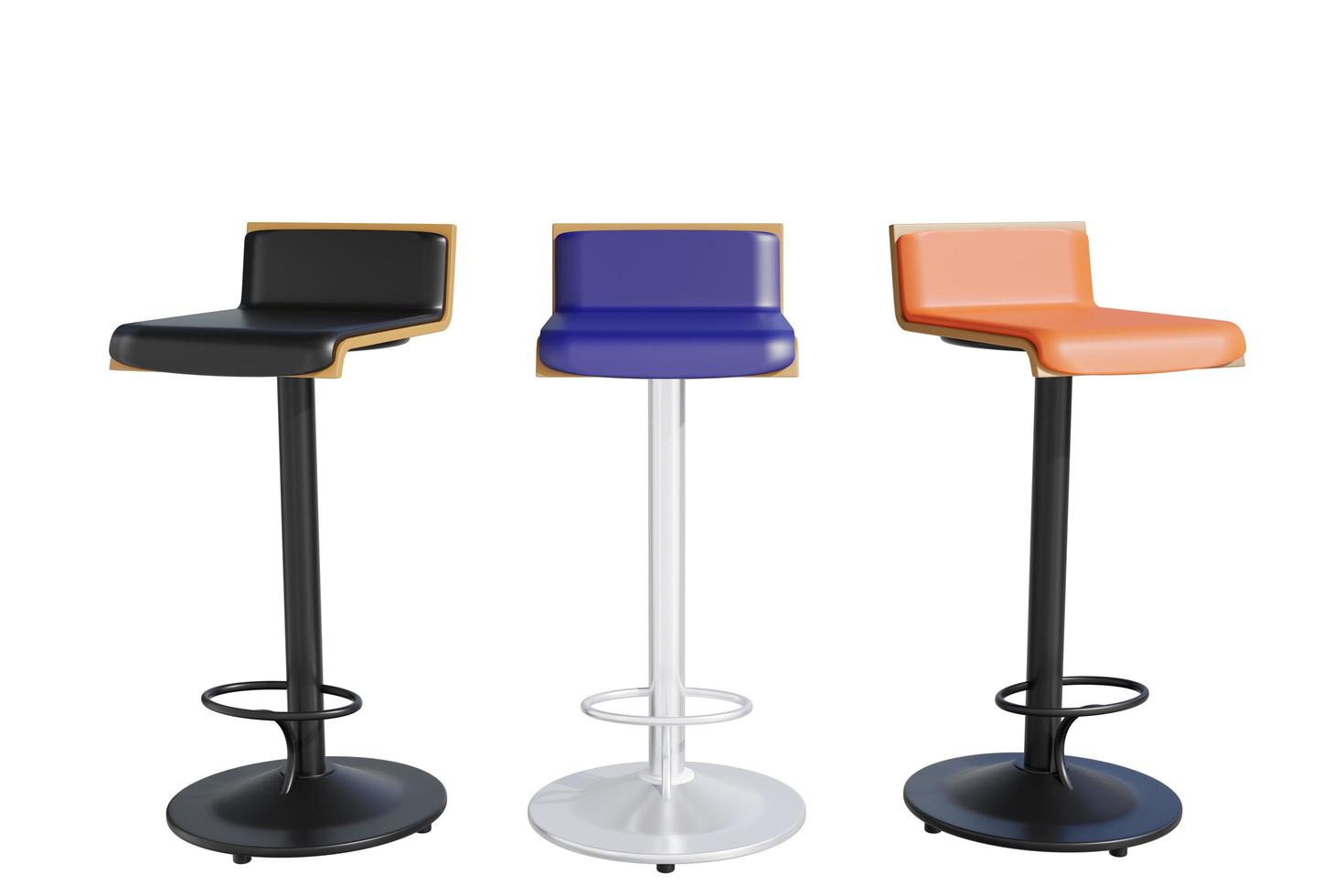 realistic detail 3d illustration bar stool red blue and black separate from the background Modern bar stool furniture for bar and restaurant interior decoration - clipping path photo