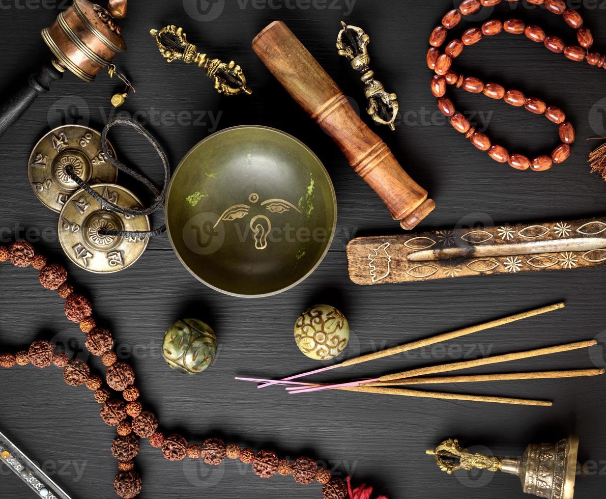 Tibetan religious objects for meditation photo