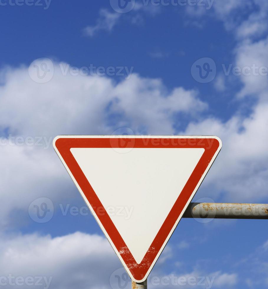 road sign of priority, requiring drivers to give way photo