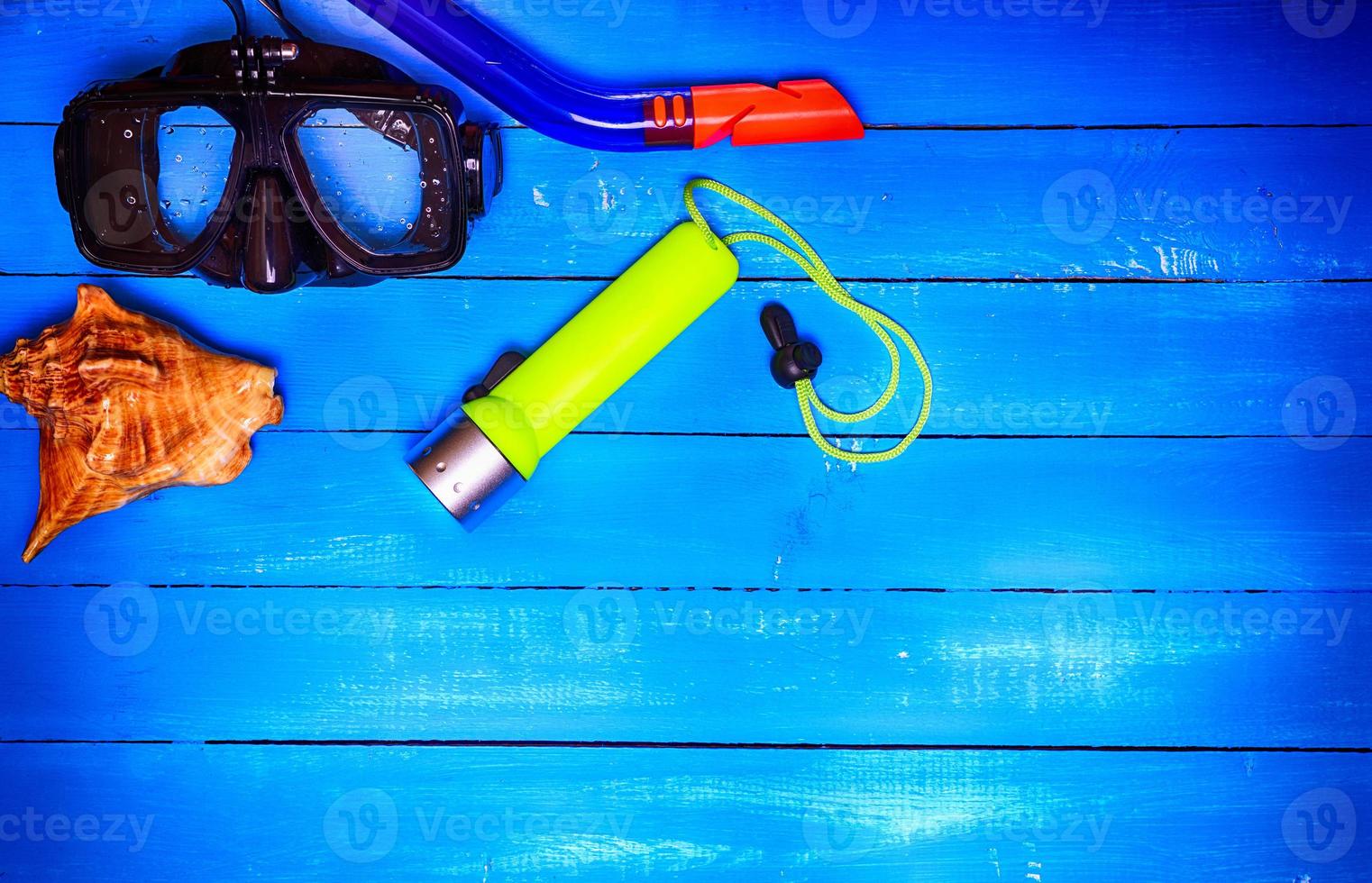 Mask with a tube for underwater diving photo