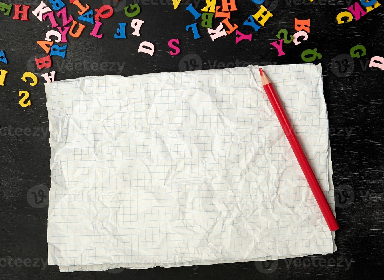 crumpled piece of paper from a school notebook in a cage photo