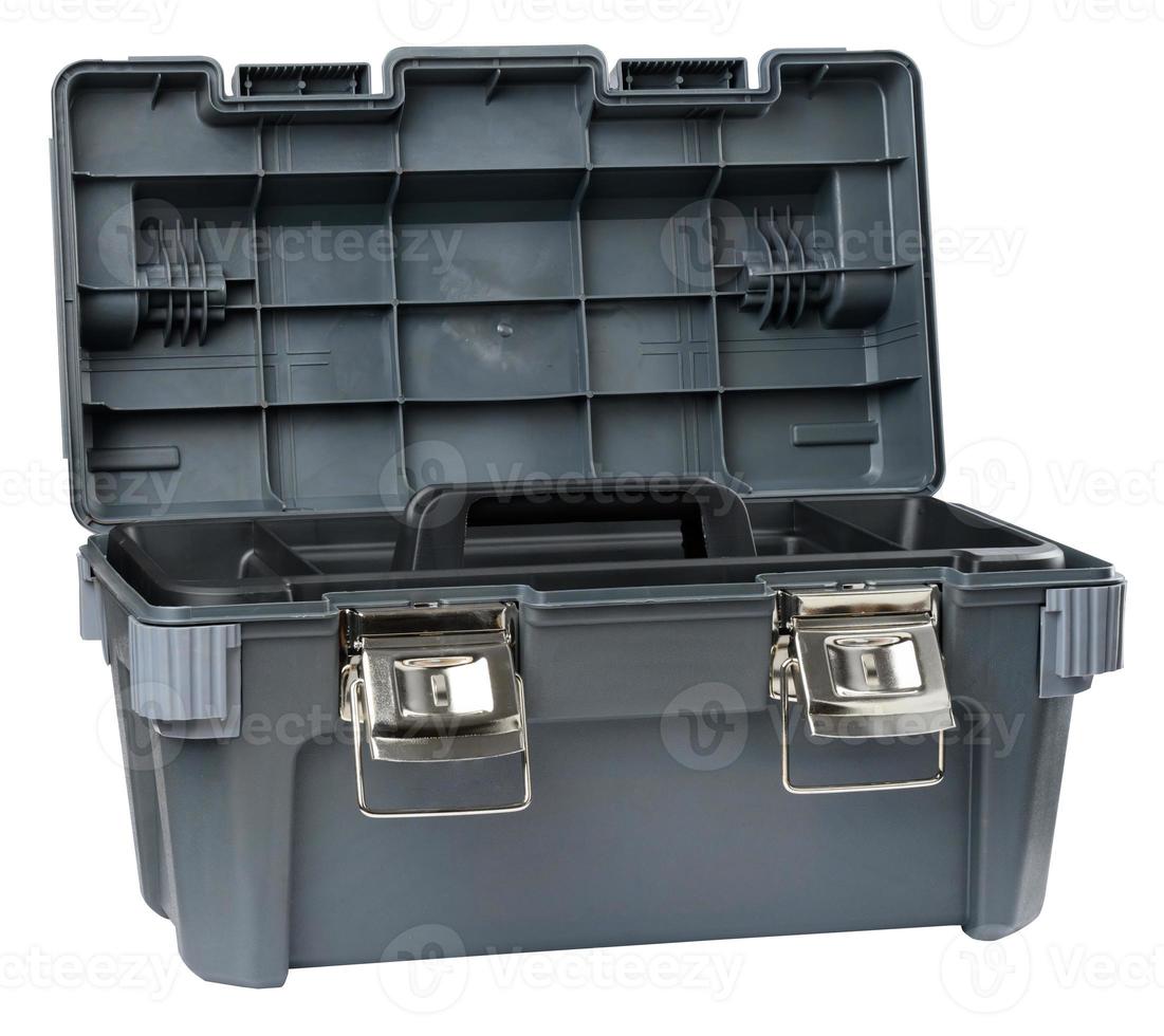 Large gray plastic box with handle for tools, bolts and nuts photo