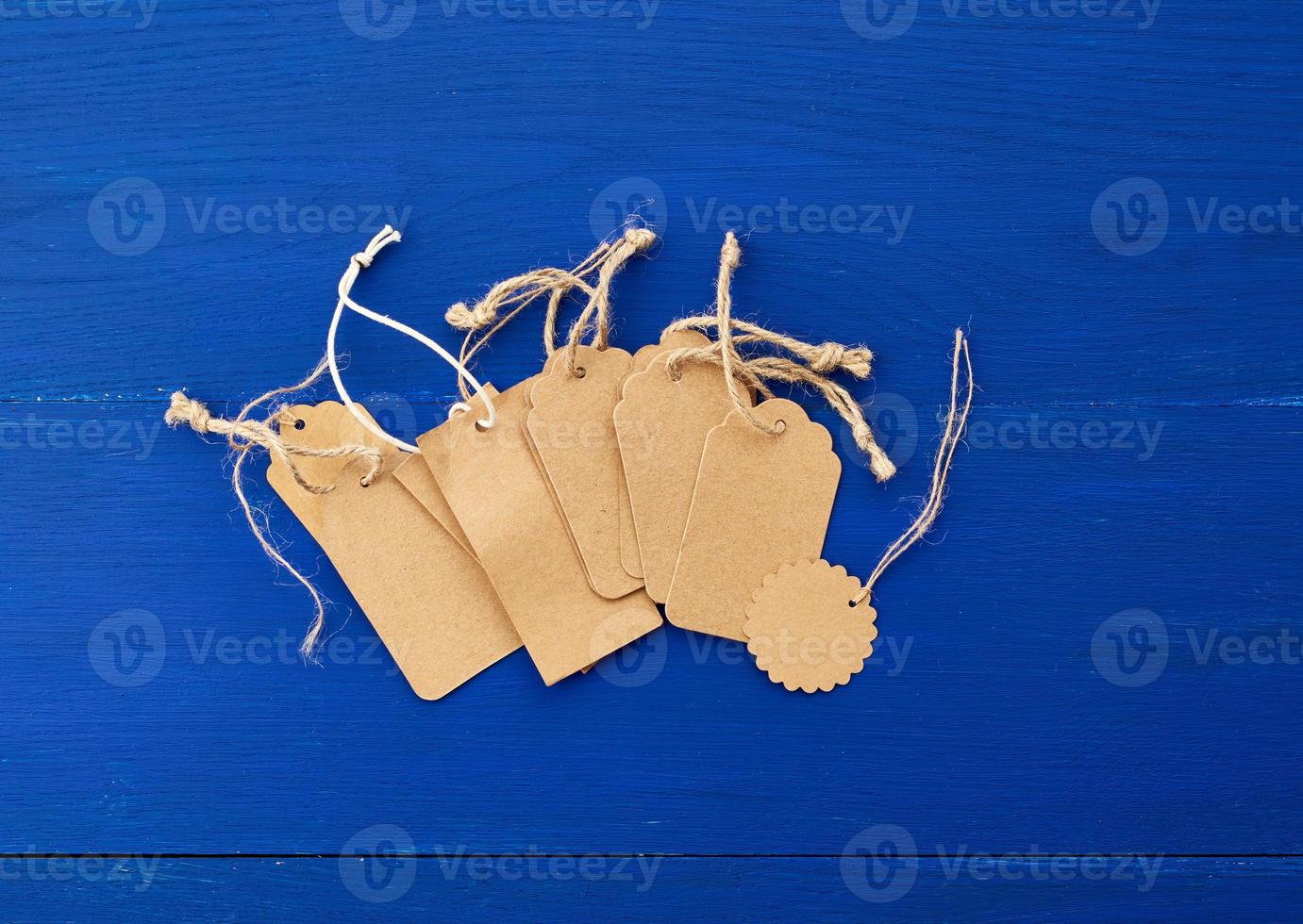 set of empty brown empty tags for clothes photo