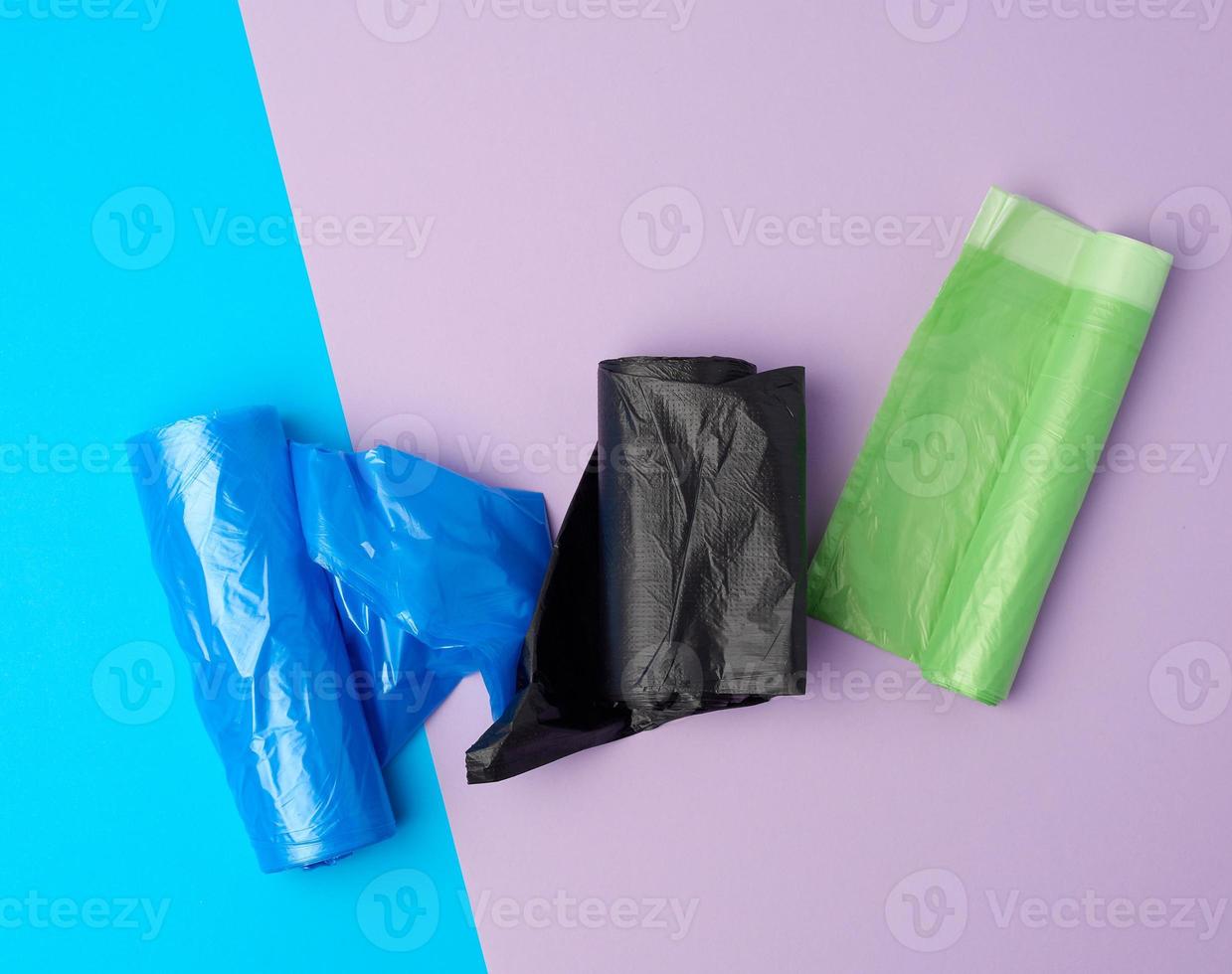 rolled up rolls with plastic garbage bags photo