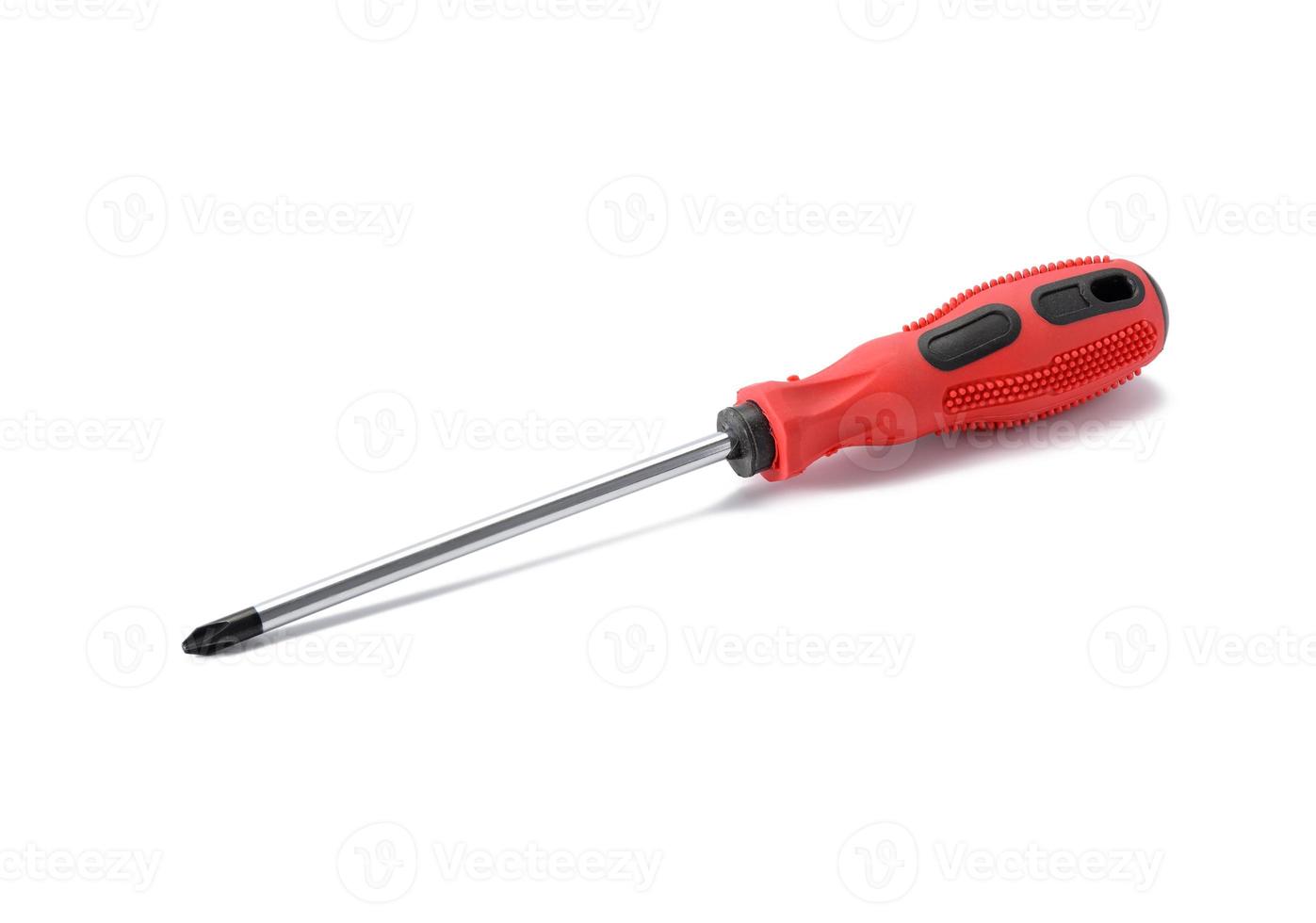 screwdriver with rubber grip on white background, repair tool photo