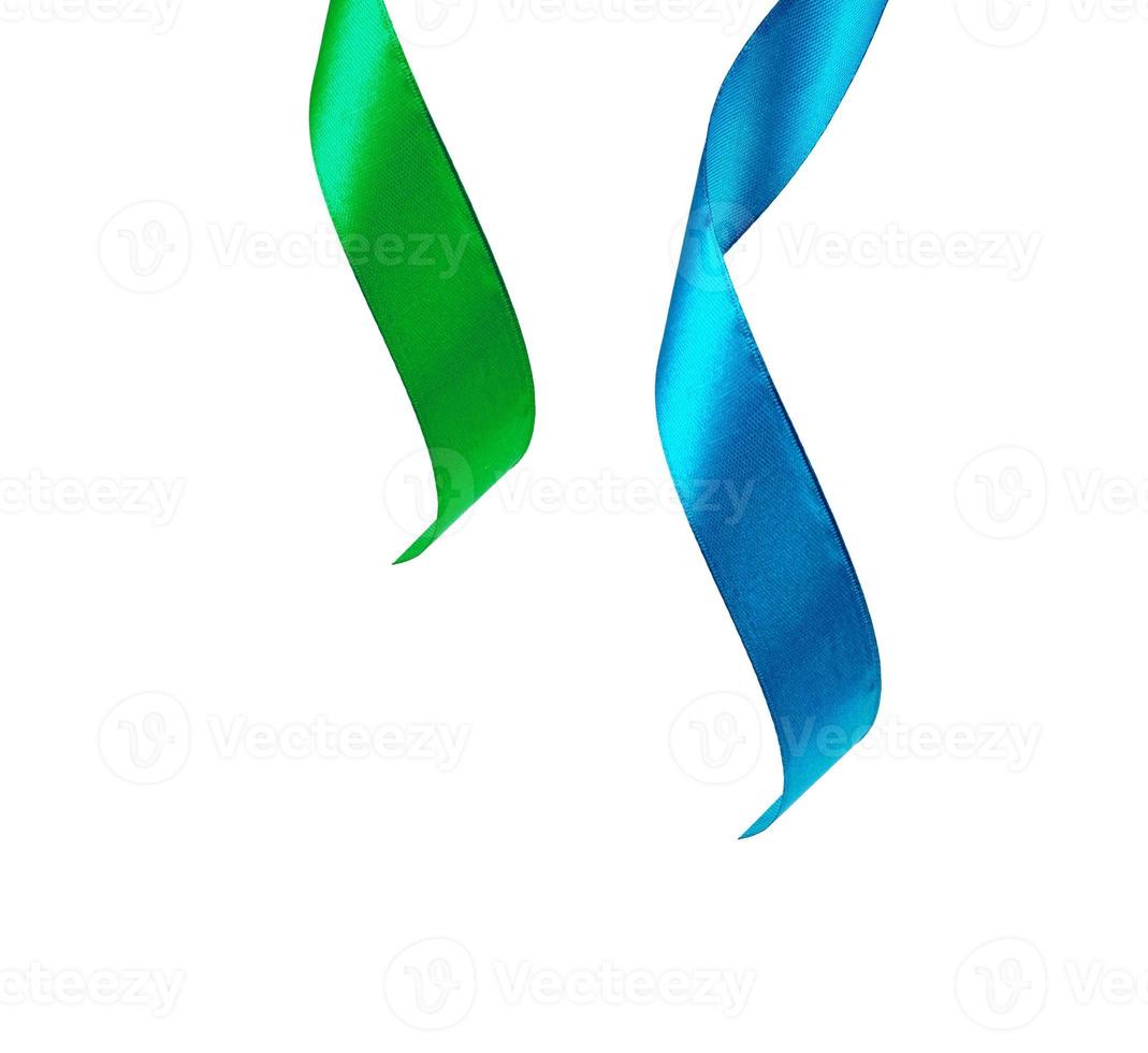 two satin ribbons isolated on white background photo