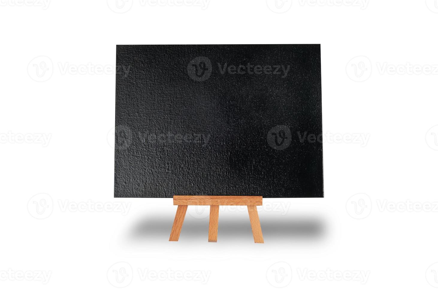 empty black easel on a tripod isolated on white background photo