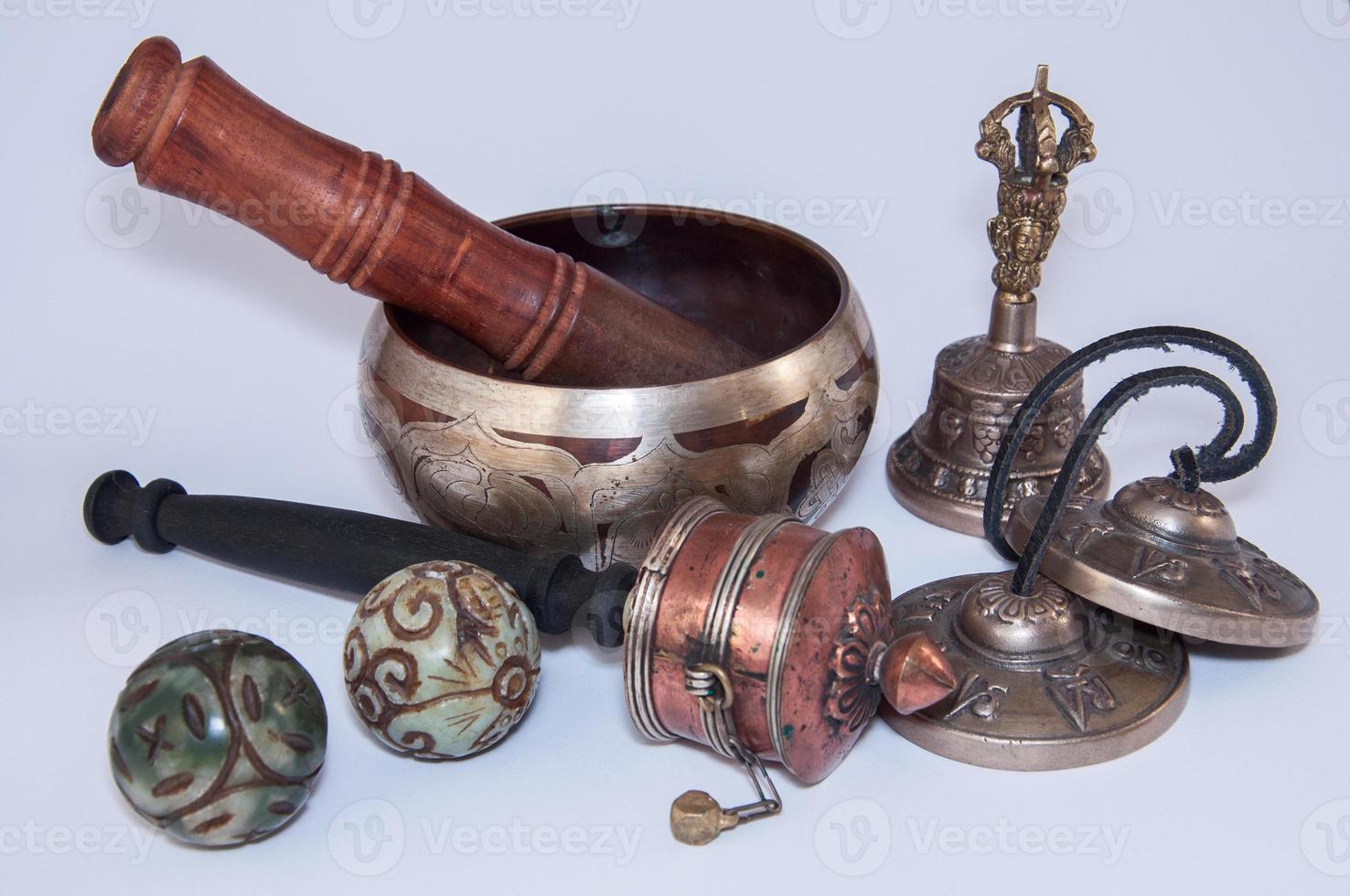 Buddhist religious objects for the performance of rituals photo