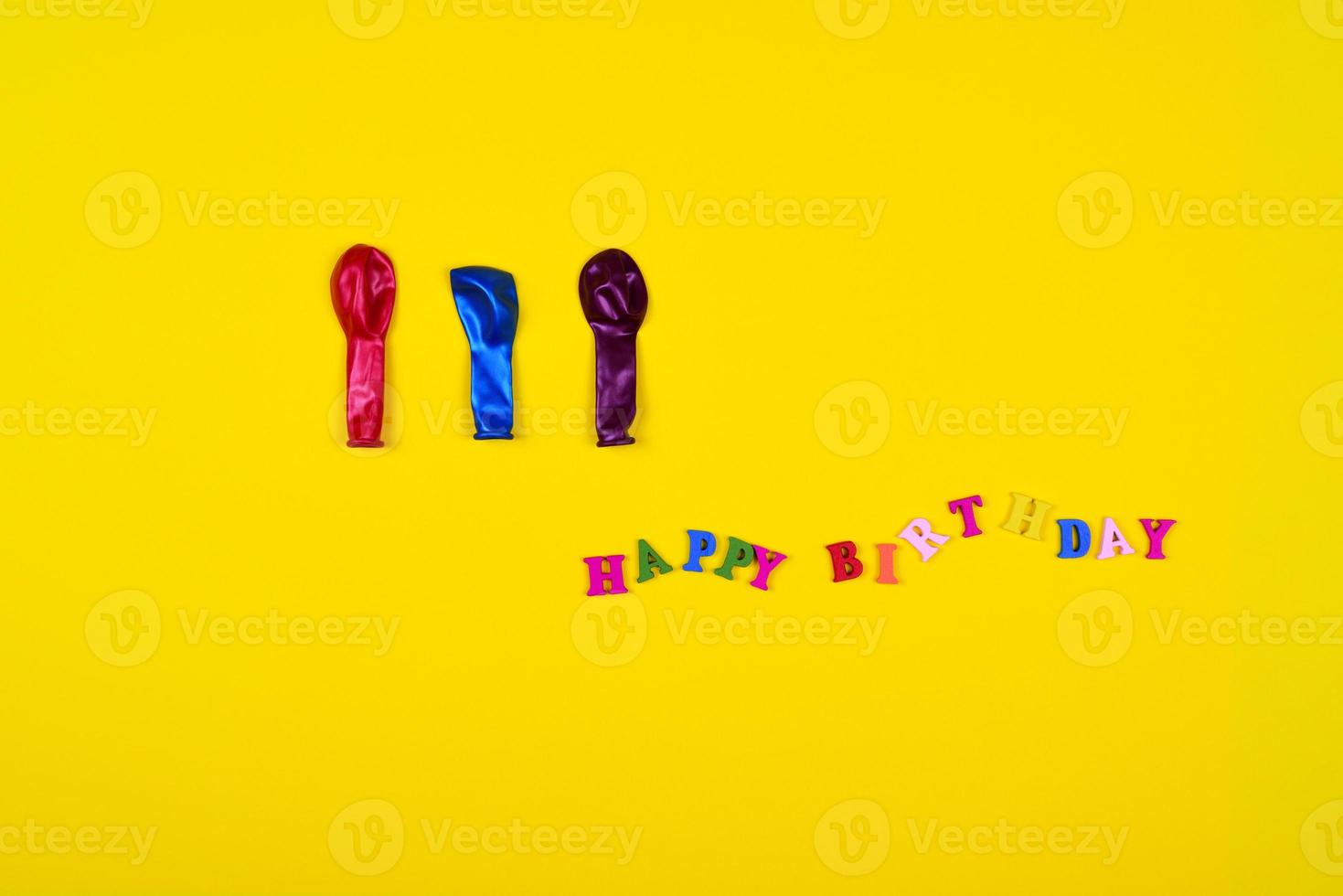 Abstract yellow background with an inscription happy birthday photo