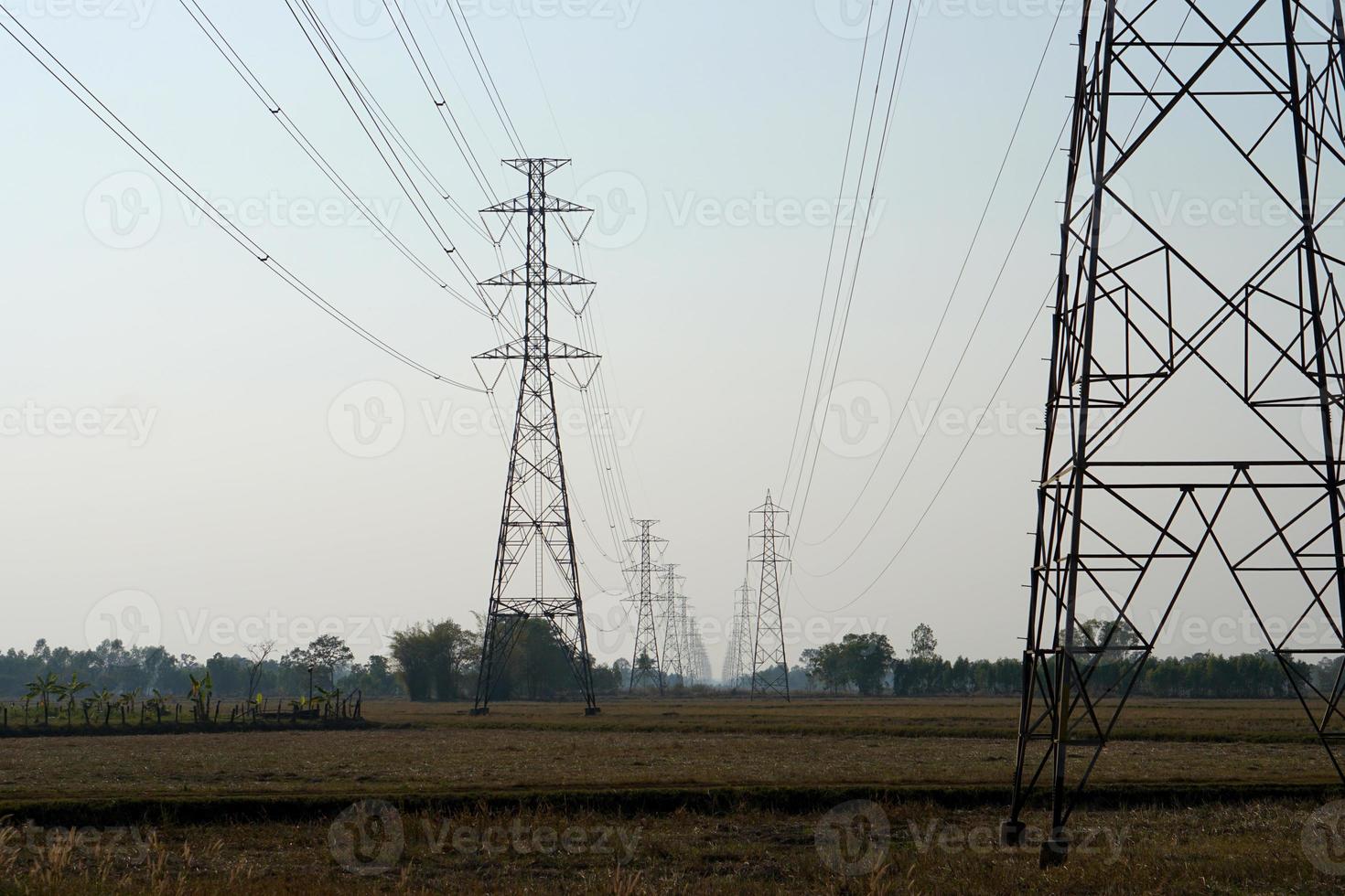 silhouette of high voltage transmission tower photo