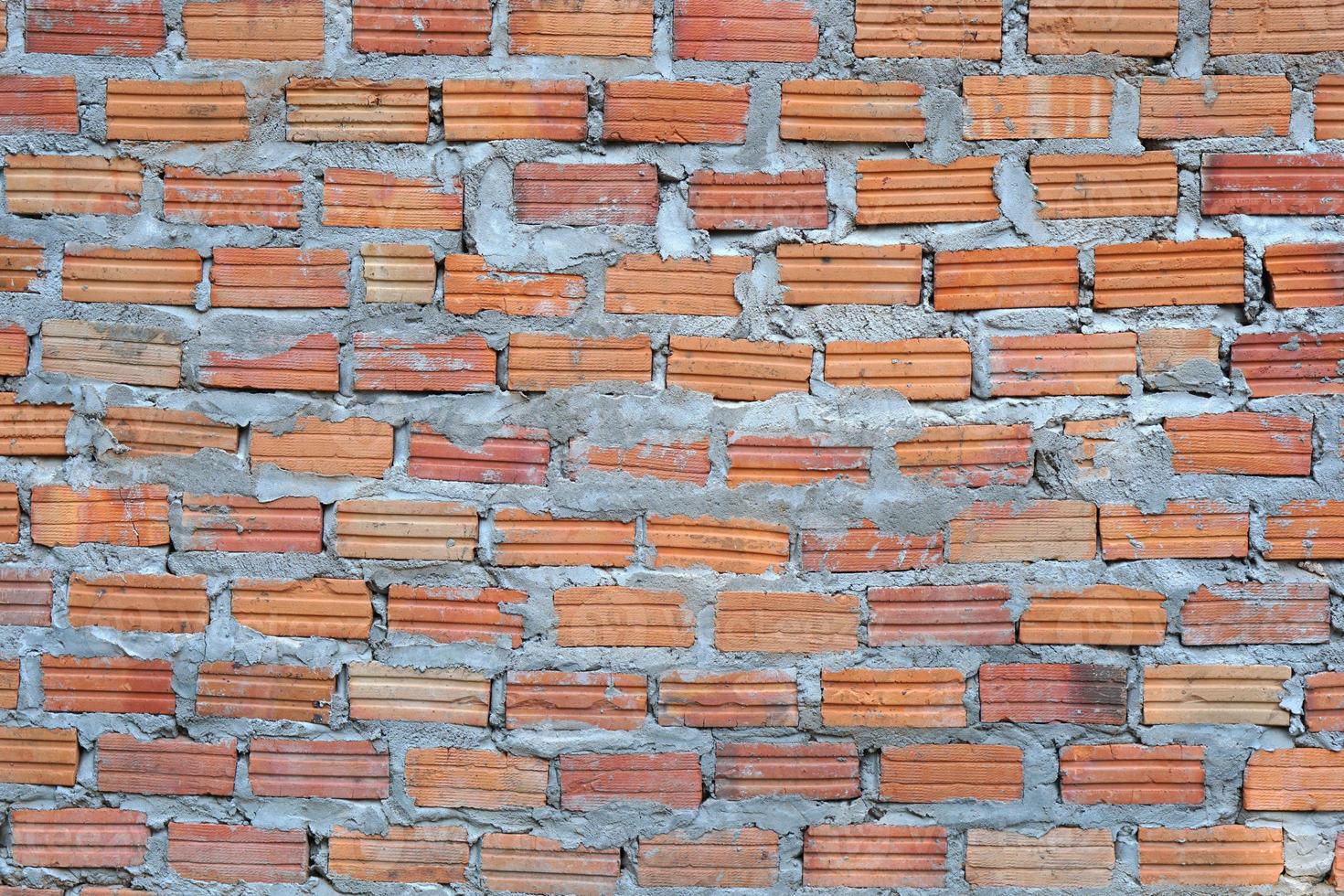 Red brick wall. Texture of old dark brown and red brick wall  backgorund. photo