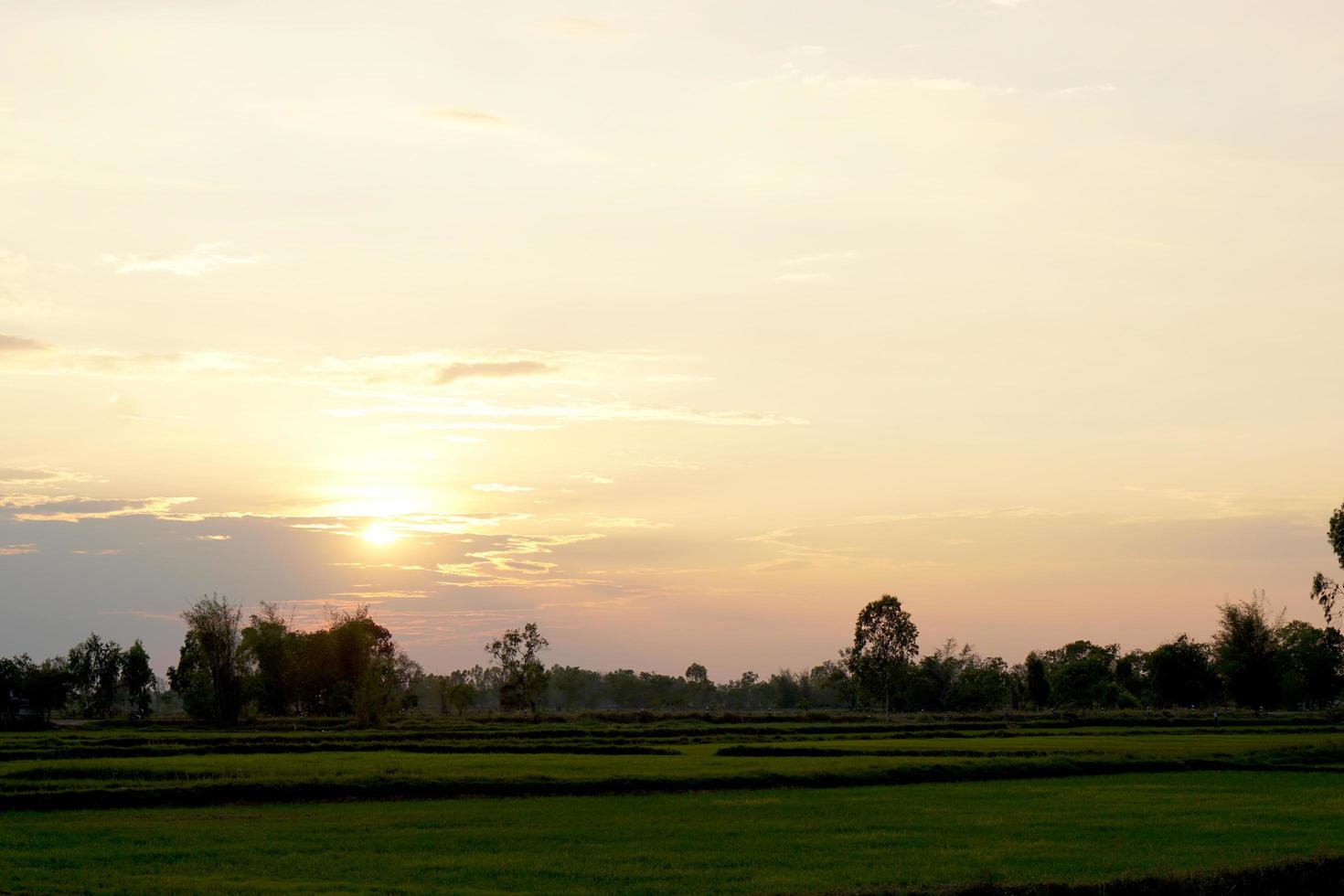 background of the setting sun in the evening photo