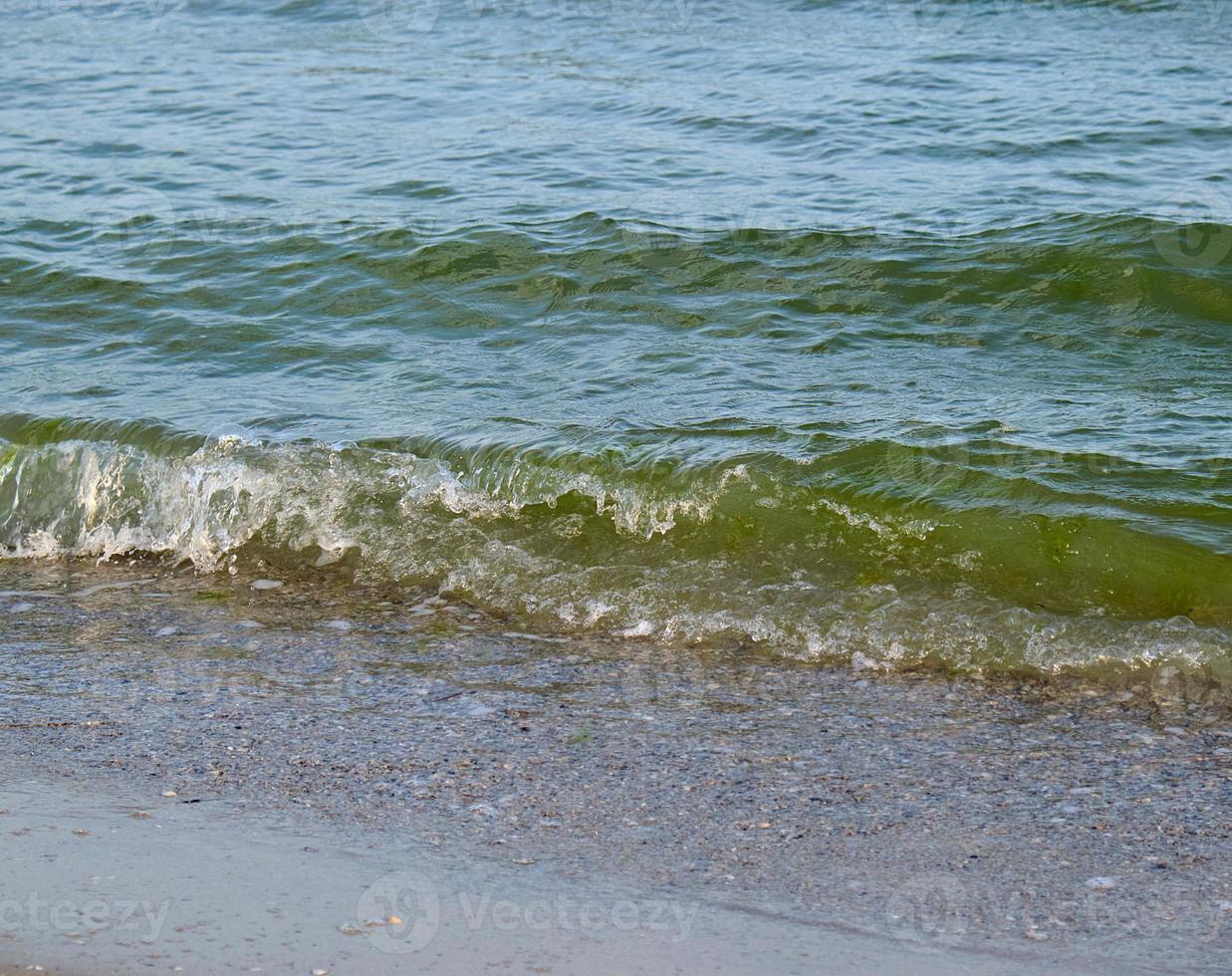 view from the sandy shore to the Black Sea photo