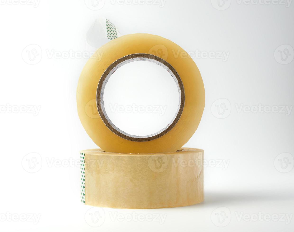 transparent adhesive tape on a white background photo