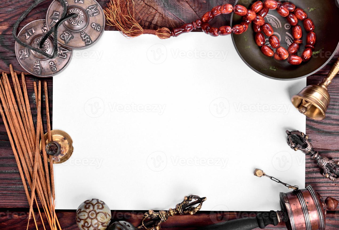 instrumentos musicales tibetanos para la meditación y la relajación foto