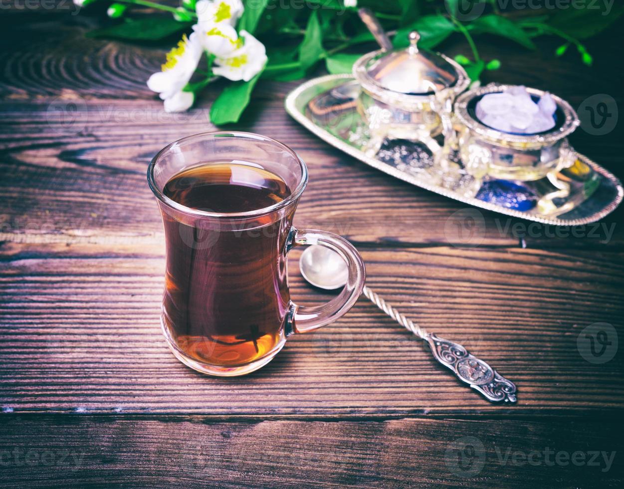 Black tea in a glass Turkish glass photo