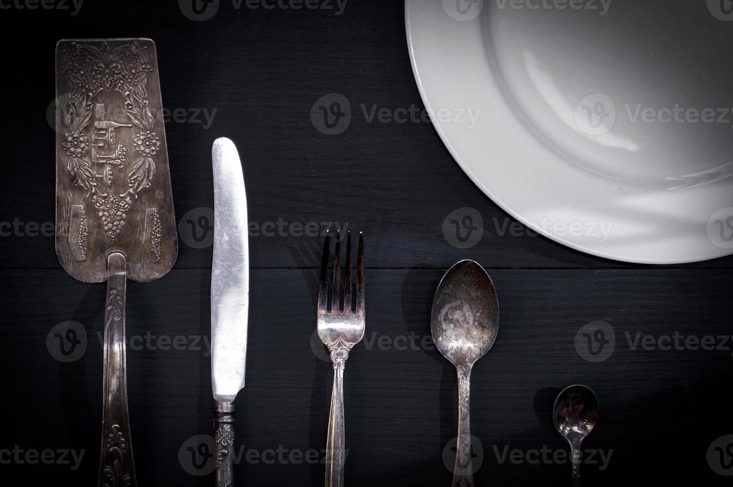 Abstract background with cutlery and plate photo