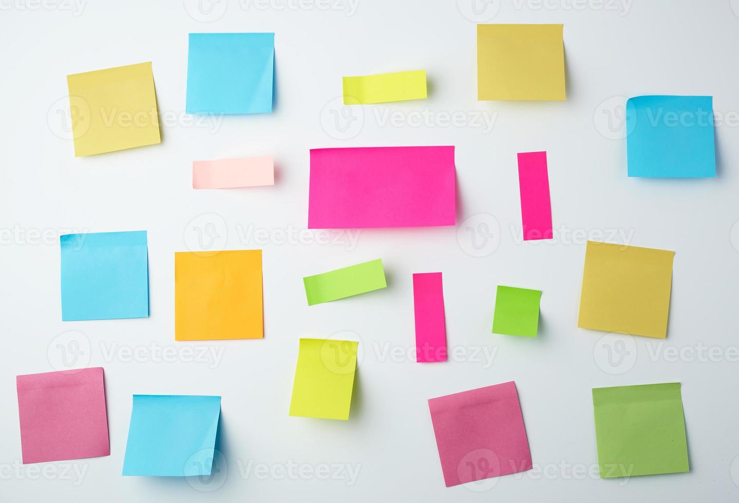 multicolored blank paper stickers of different sizes photo