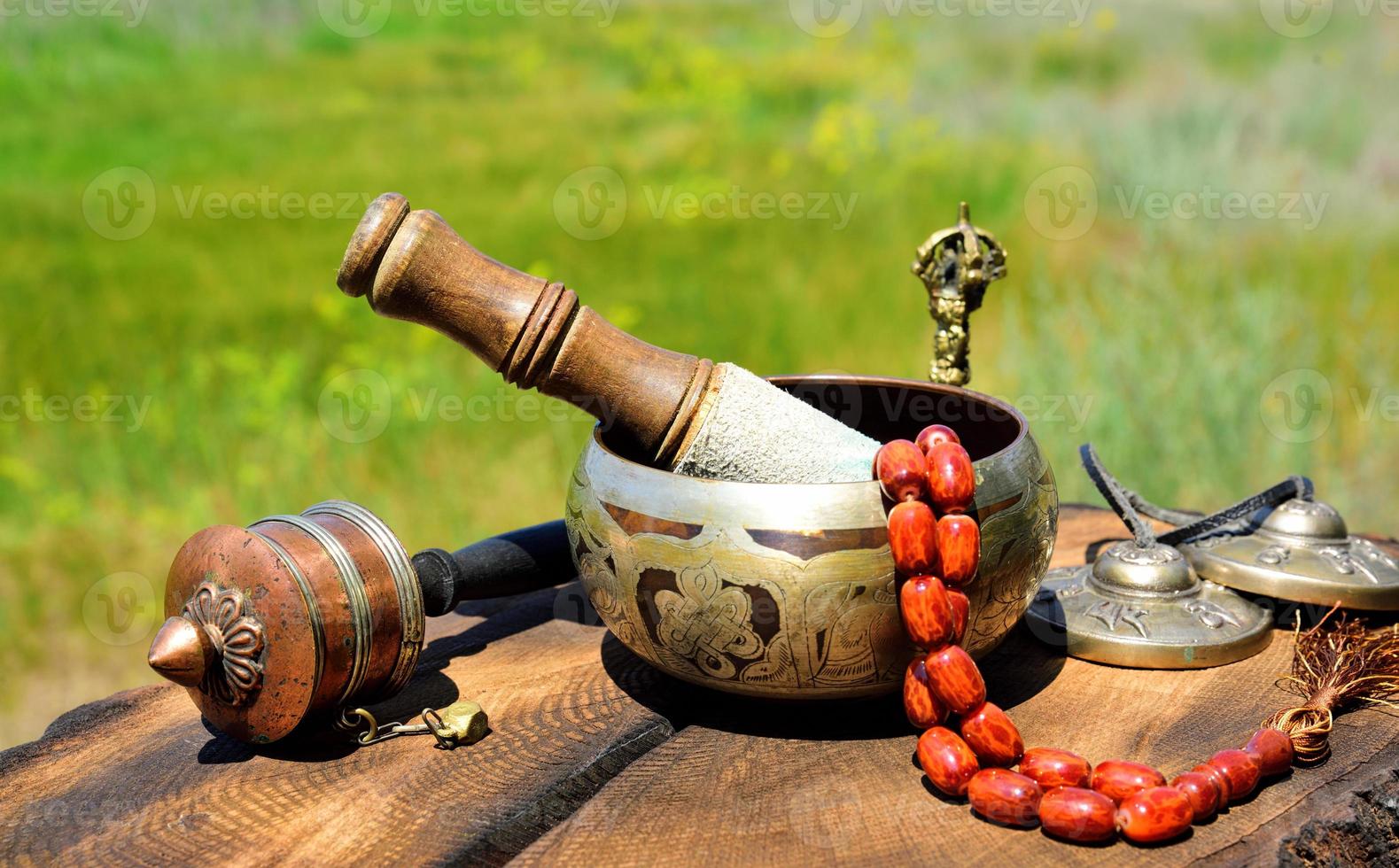 Tibetan religious musical subjects for meditation photo
