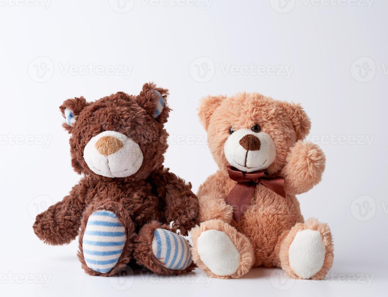 two plush brown witches sitting on a white background photo