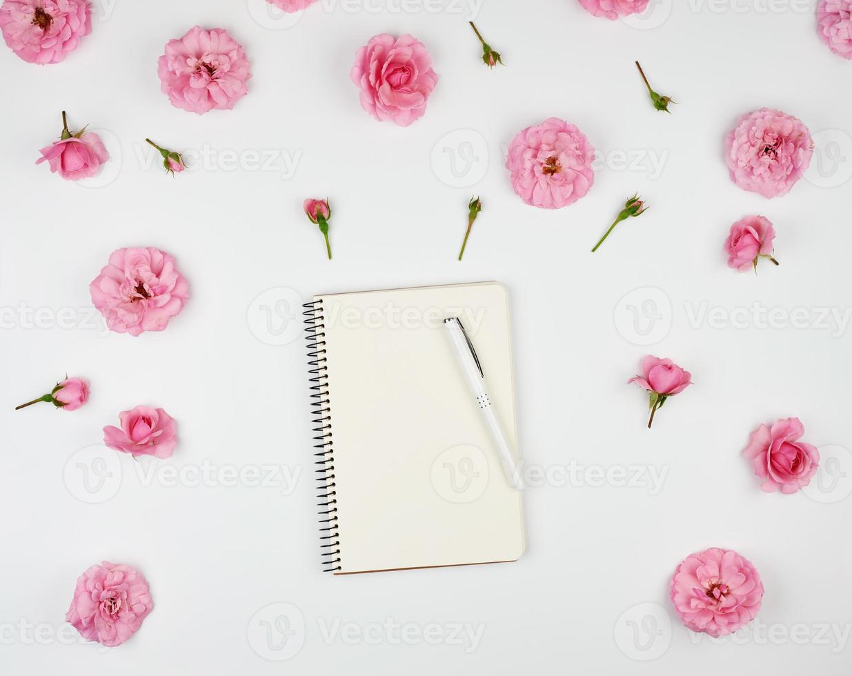 cuaderno con páginas en blanco blancas foto