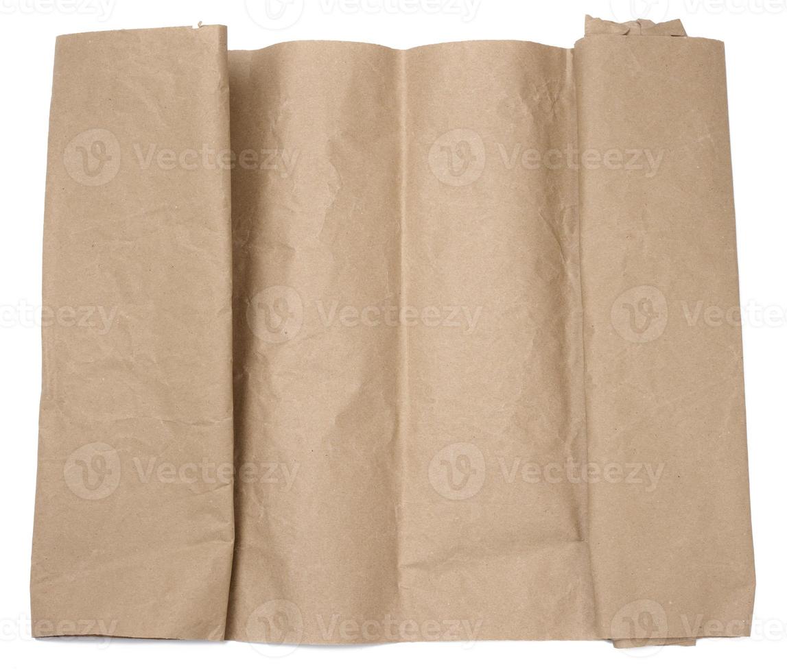 Texture of brown crumpled craft paper, full frame photo