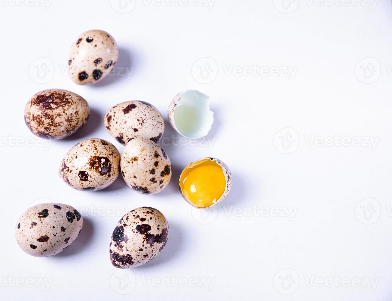 Fresh quail eggs in the shell photo