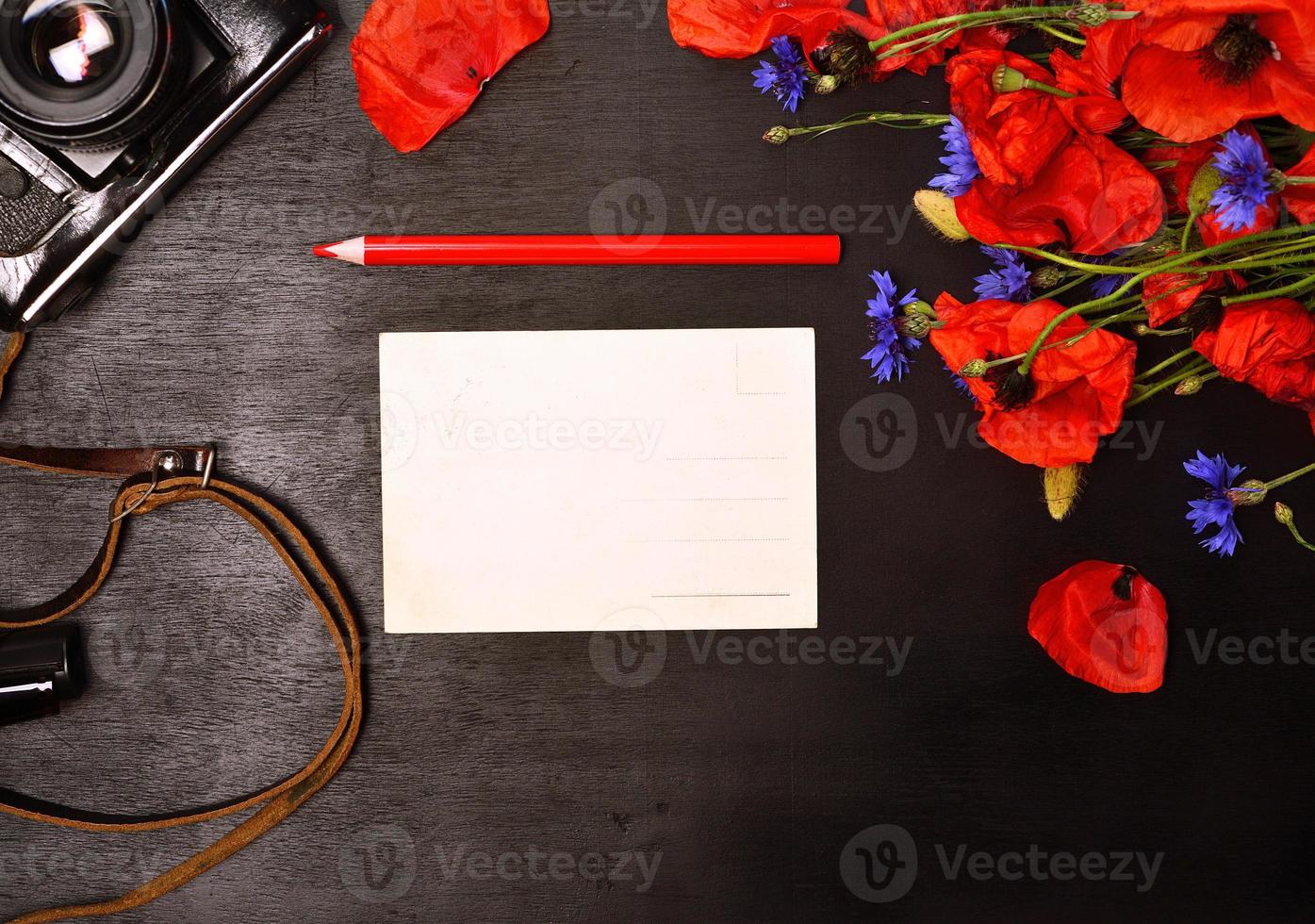 blank greeting card and a red pencil photo