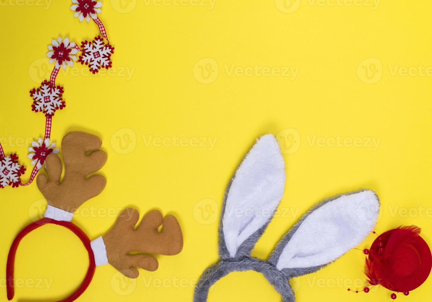 carnival headdresses on a yellow background photo