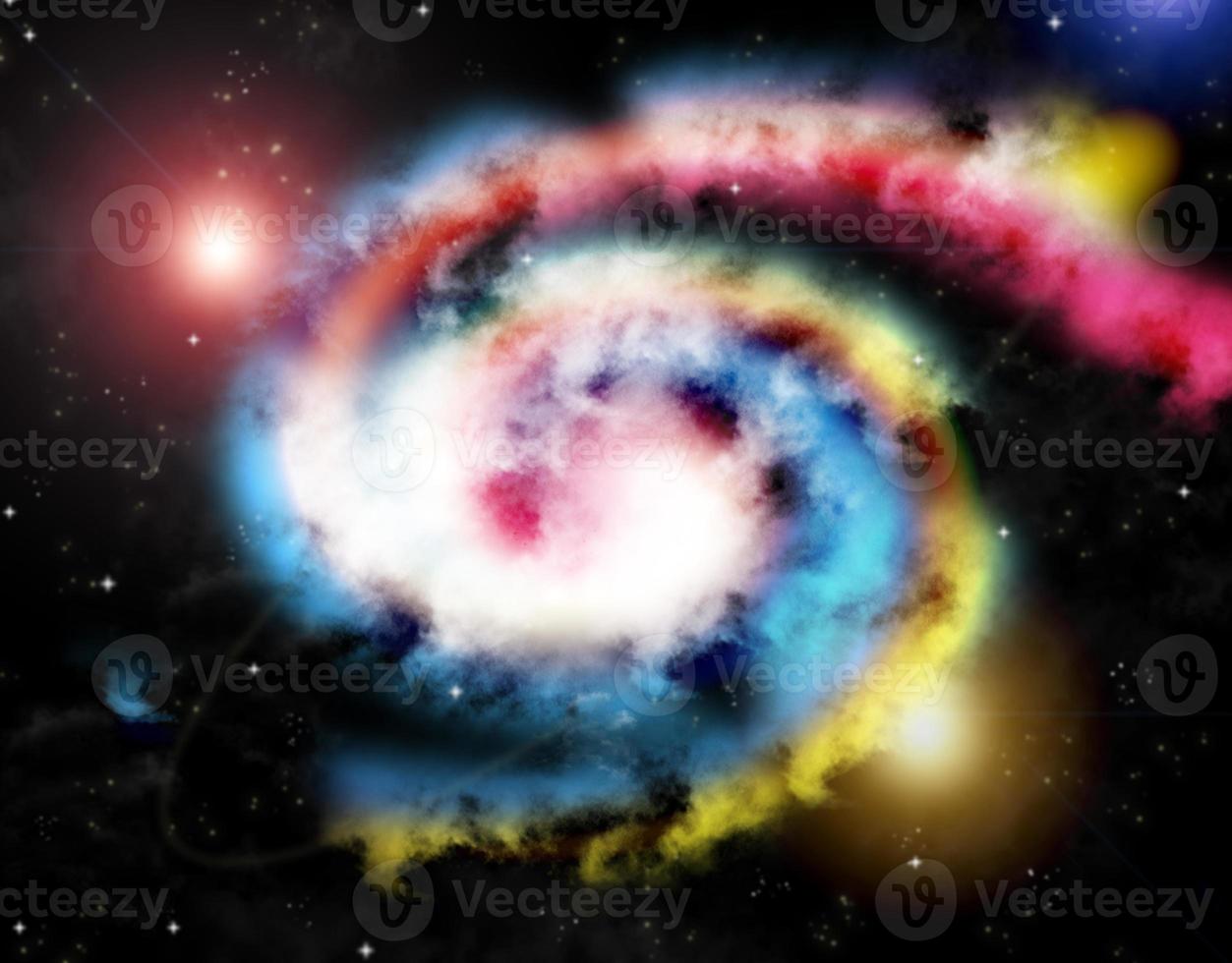 abstract background with galaxy and bright stars, gas formation. Sky illustration photo