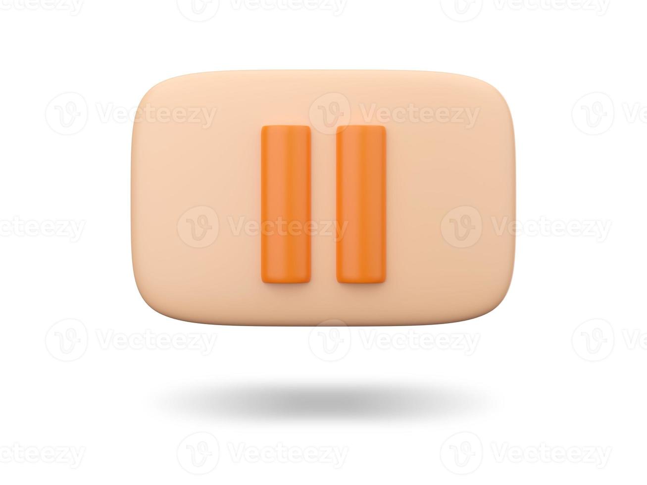 Pause Button. 3D rendering. photo
