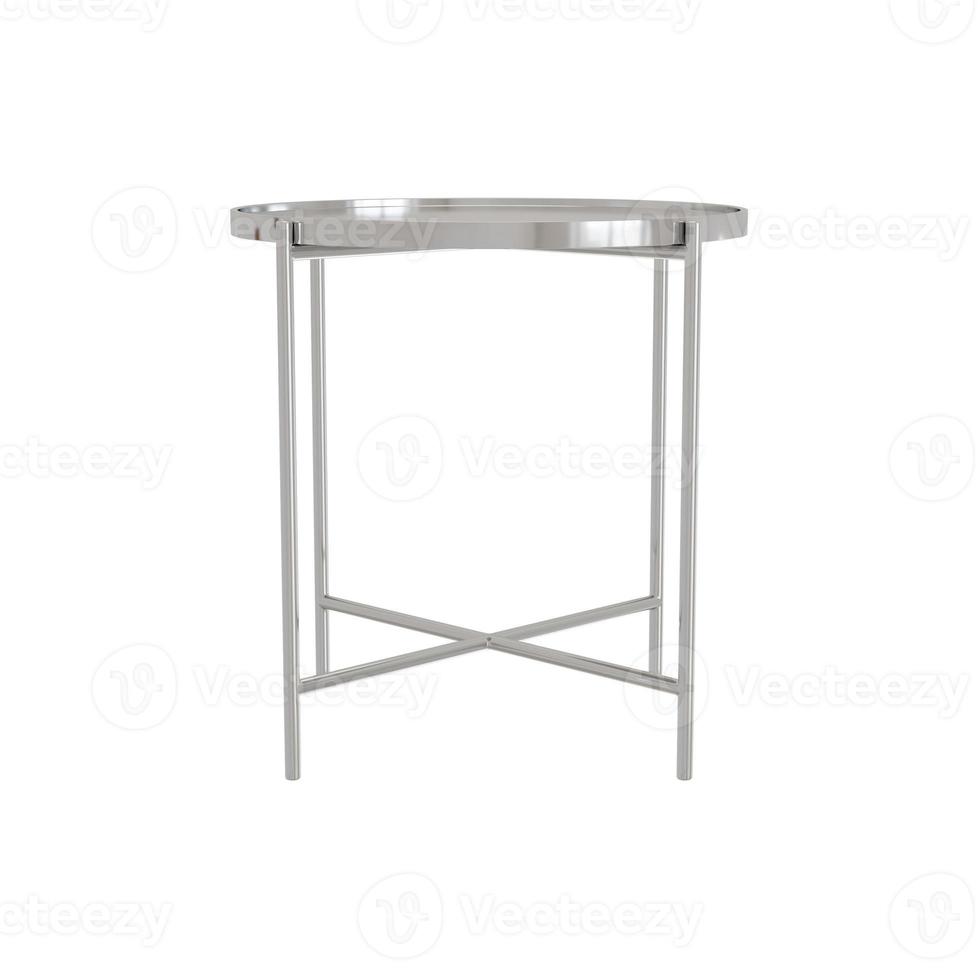 3D rendering Silver Metal Circle Side Table With Four Silver Met photo