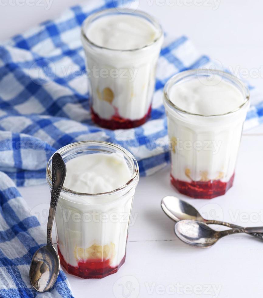 two glass  with homemade yogurt photo