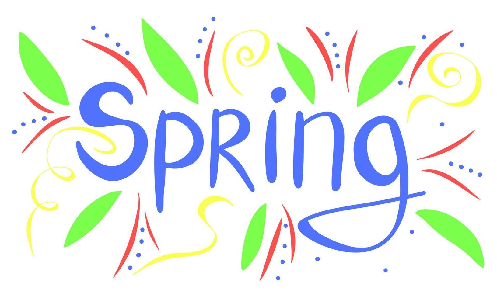 Spring word. Hand draw lettering spring. Vector illustration.
