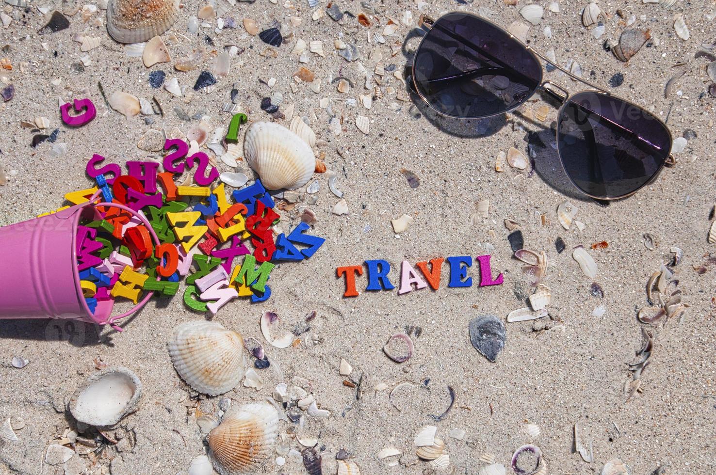 Word travel of wooden colorful letters photo