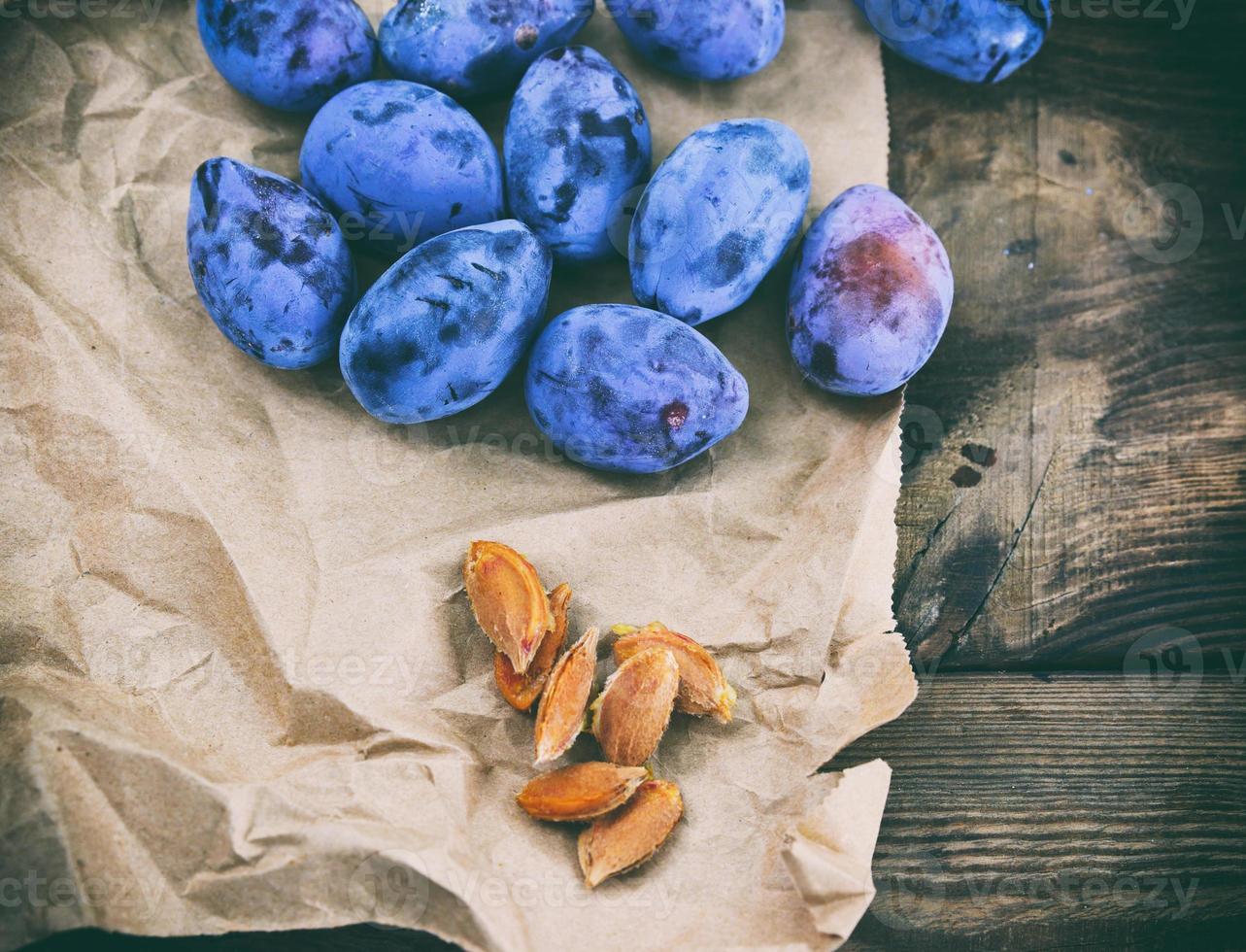 ripe blue plum and bones photo