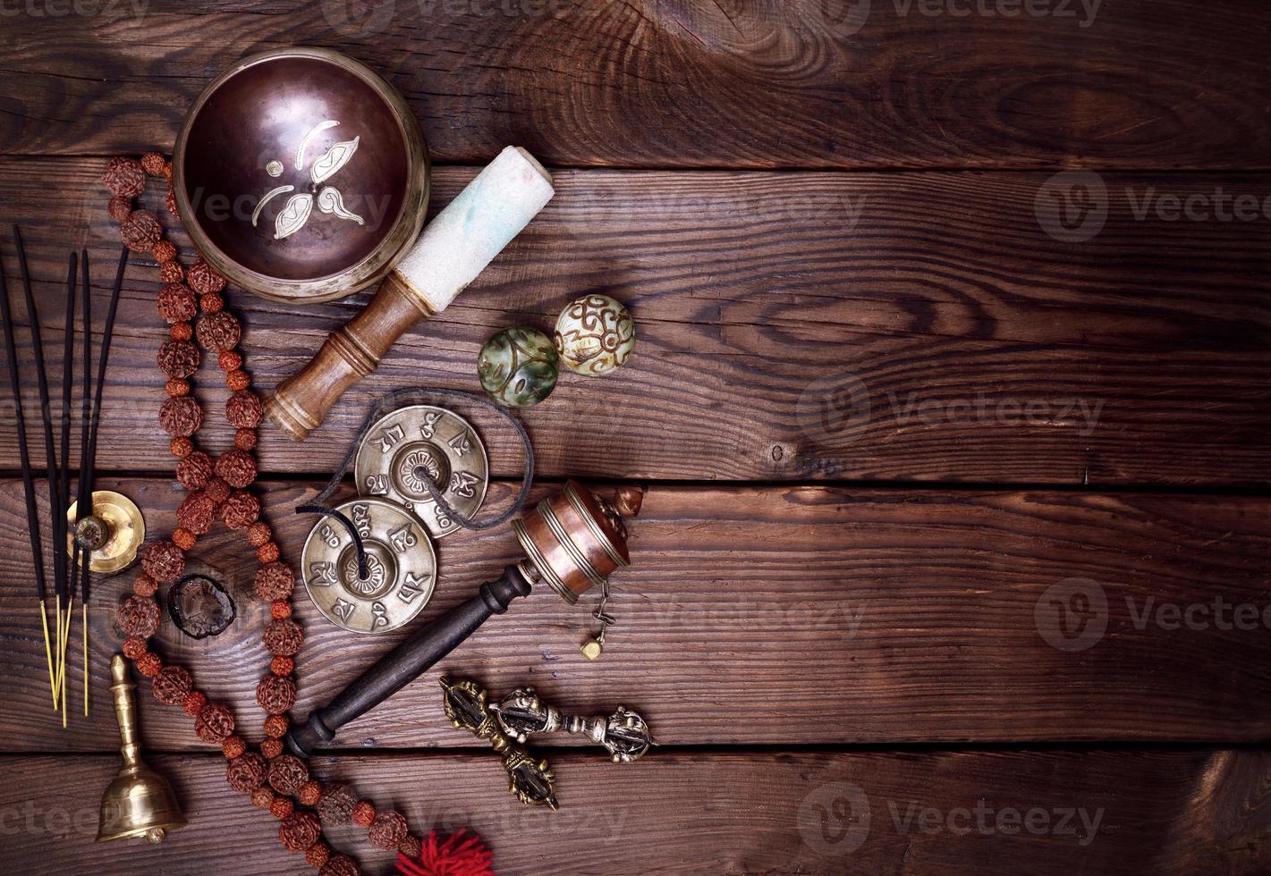 Musical religious instruments for Buddhist practices photo