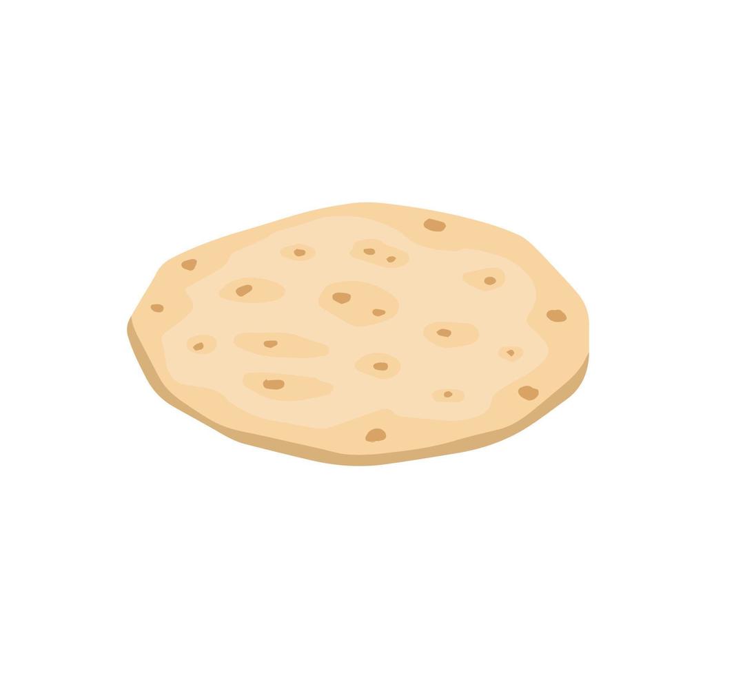 Pita bread. Ingredient for making kebabs and burritos. Unleavened wheat cake vector