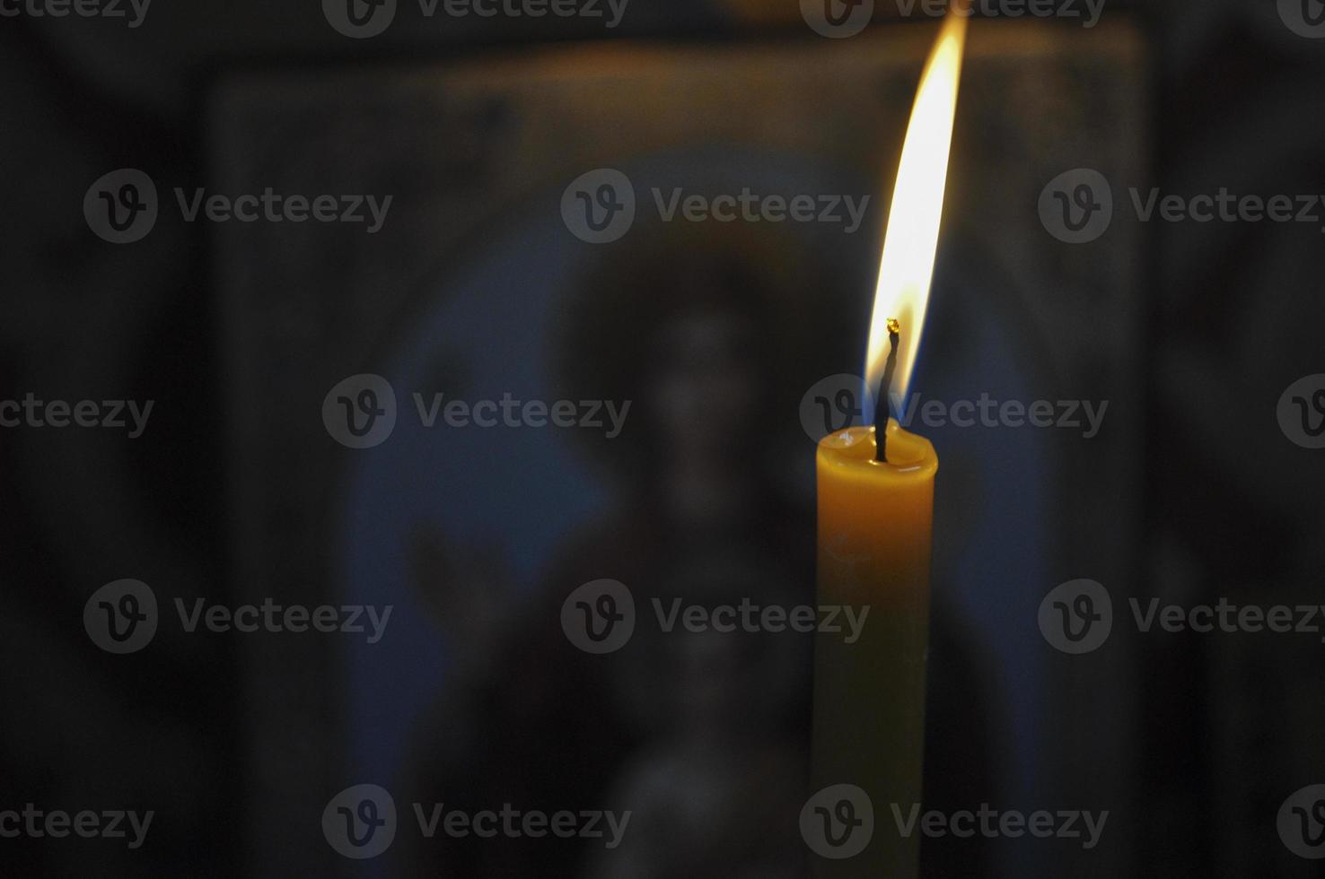 Candle lights on blurred background photo