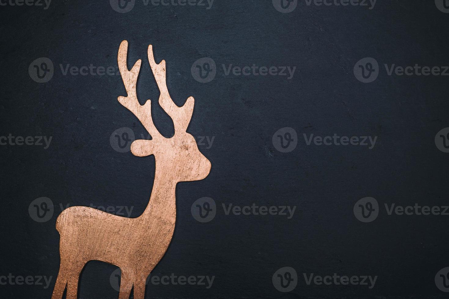 wooden carved deer on a black background photo