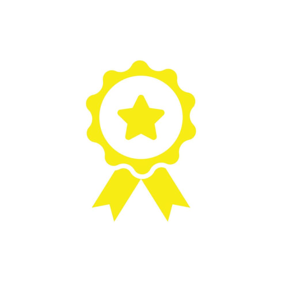 eps10 yellow vector prize, medal abstract icon or logo isolated on white background. award or winner symbol in a simple flat trendy modern style for your website design, and mobile app