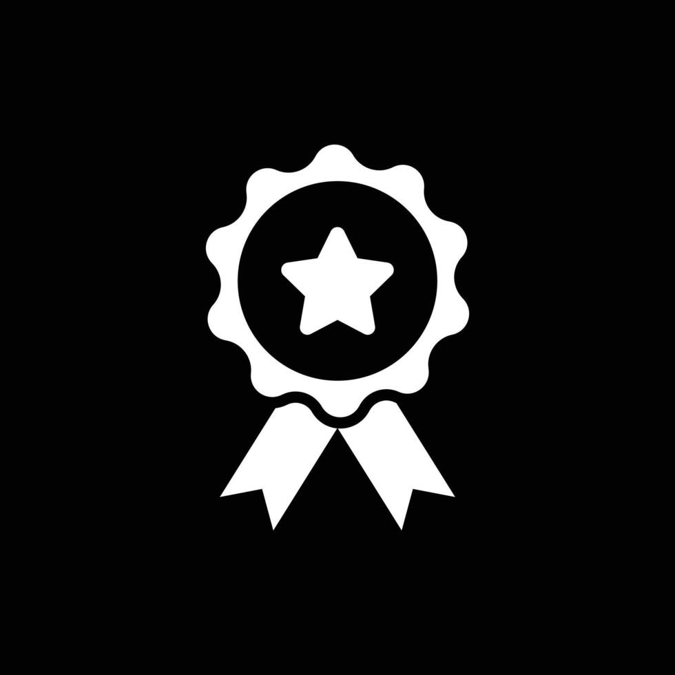 eps10 premio de vector blanco, icono abstracto de medalla o logotipo aislado en fondo negro. símbolo de premio o ganador en un estilo moderno y plano simple para el diseño de su sitio web y aplicación móvil