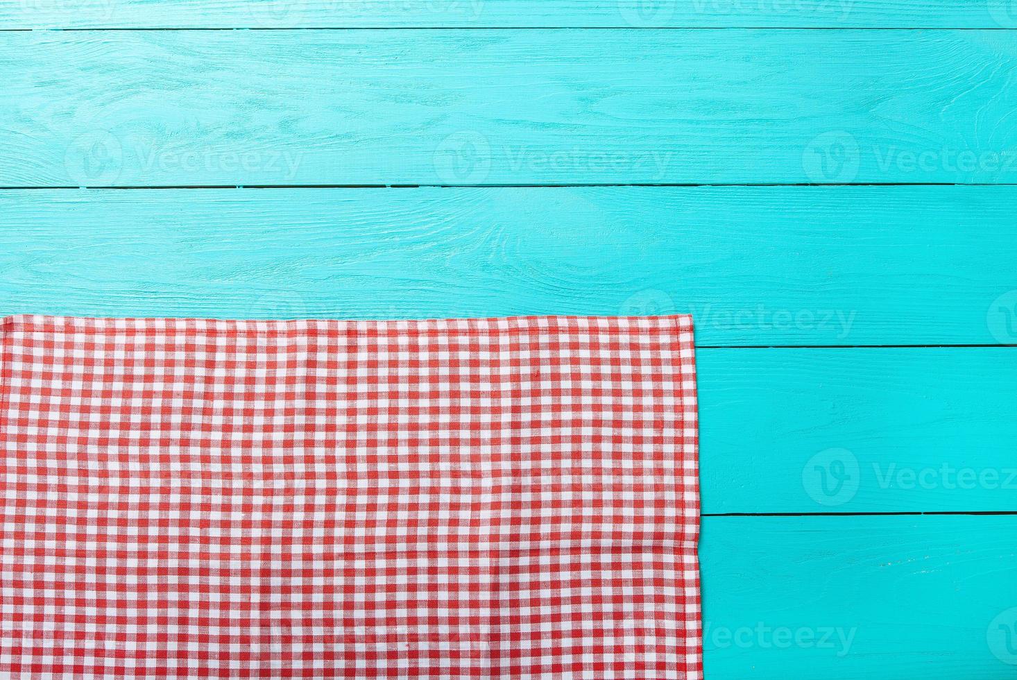 top view empty wooden table and tablecloth copy space photo