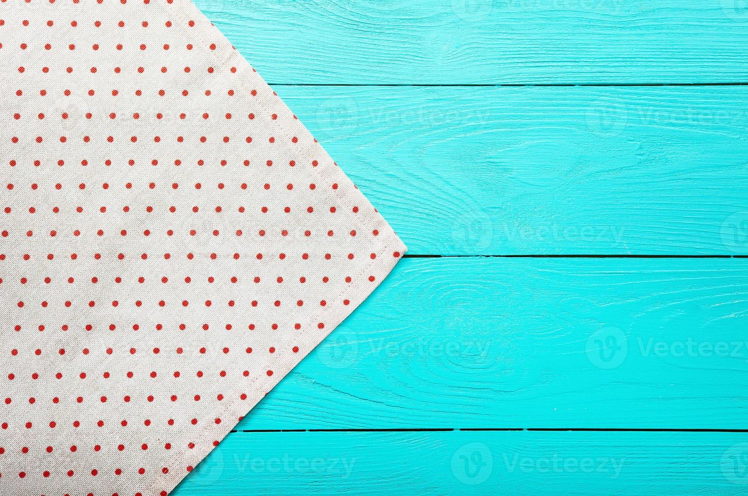 top view empty wooden table and tablecloth copy space photo