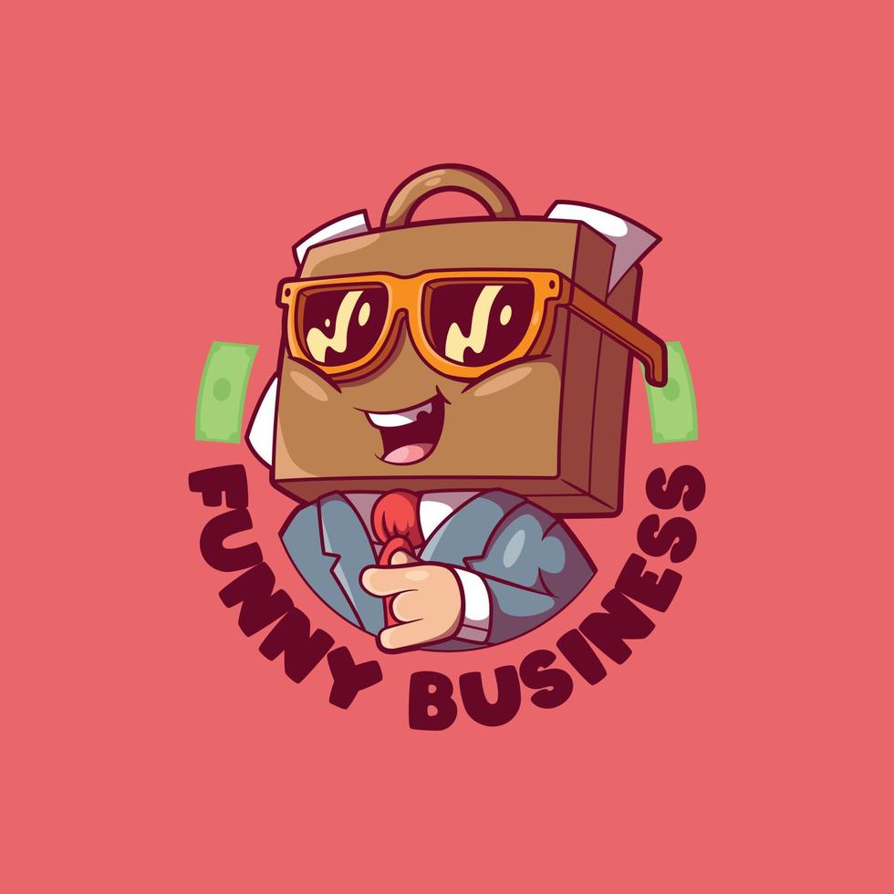 A Suitcase character looking good with sunglasses vector illustration. Business, work design concept.