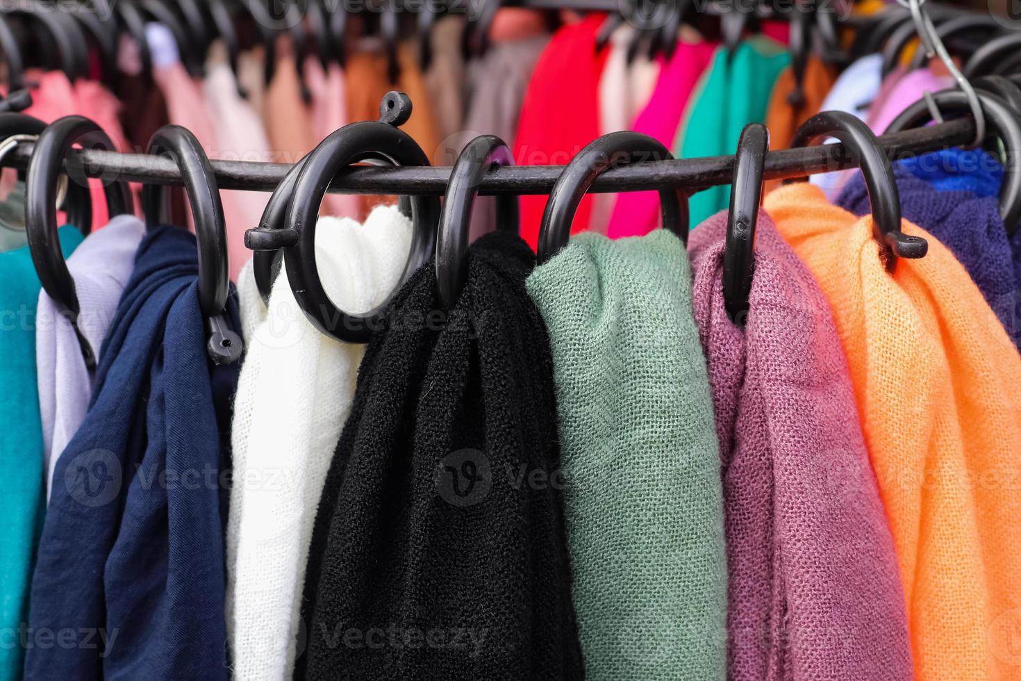 Samples of cloth and fabrics in different colors found at a fabrics market in Germany photo