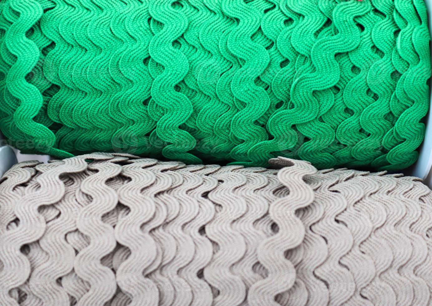Samples of cloth and fabrics in different colors found at a fabrics market in Germany photo